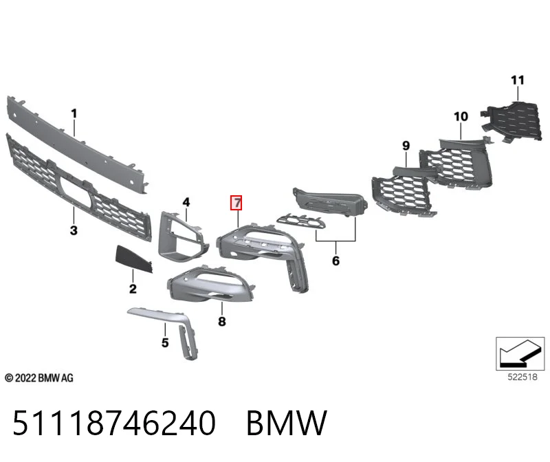 51118746240 BMW Embellecedor de faro antiniebla derecho