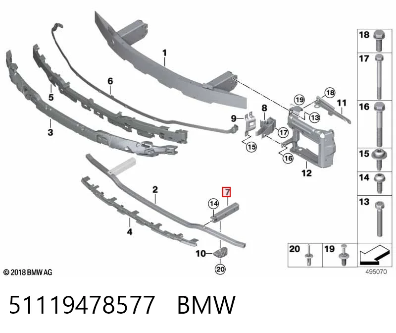 51119478577 BMW Soporte del refuerzo del parachoques delantero