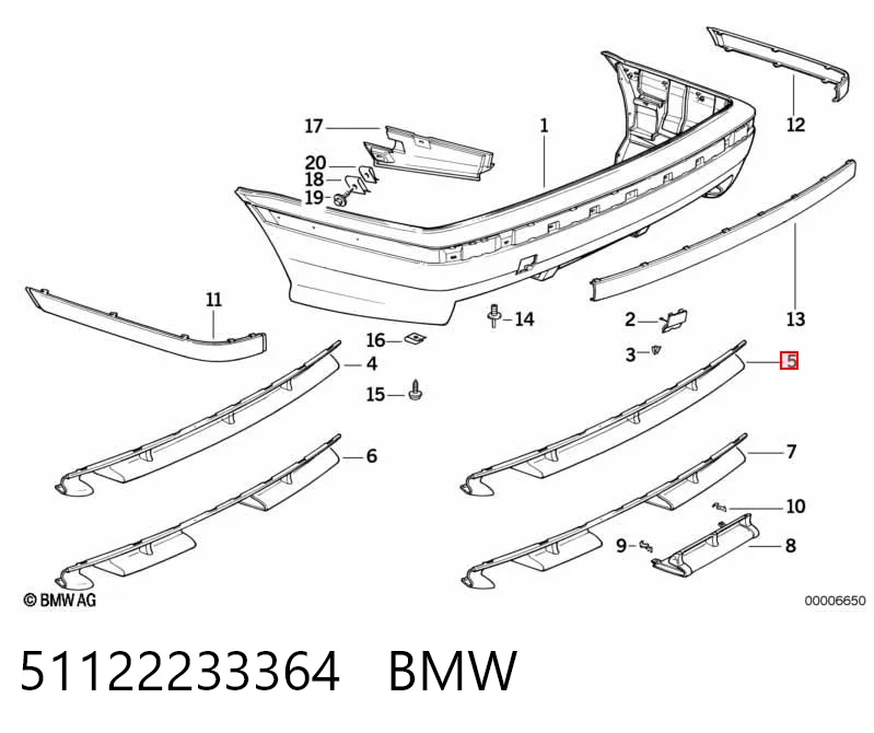 51122233364 BMW Alerón del parachoques trasero