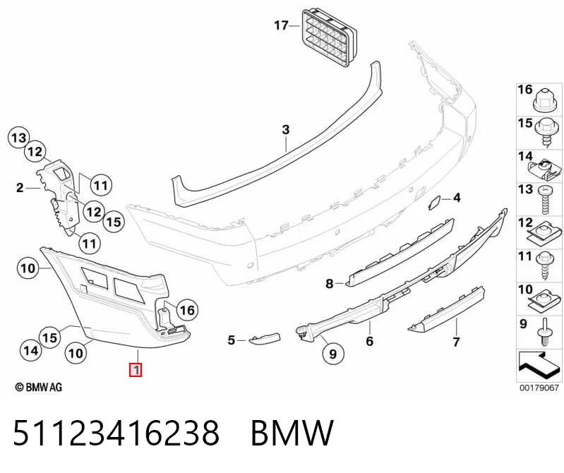 51123416238 BMW Moldura derecha del parachoques trasero