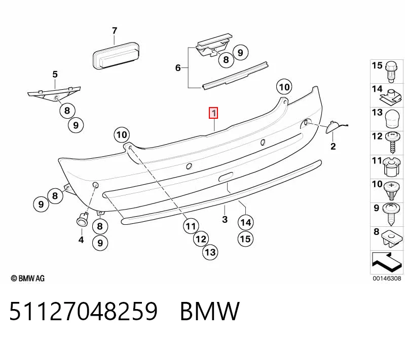 Parachoques trasero para Mini Cooper R50, R53