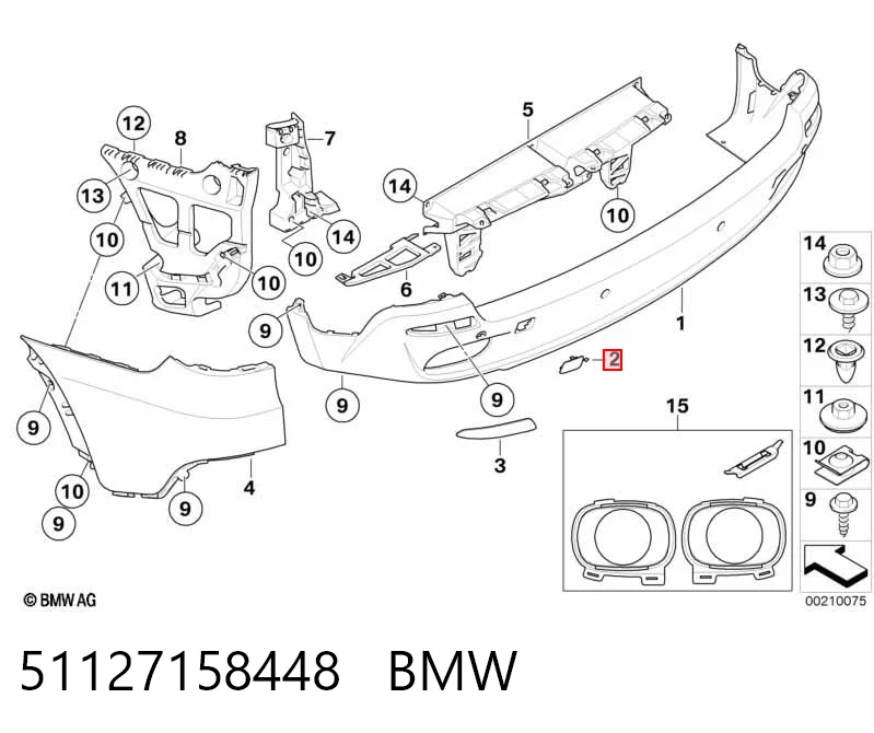 51127158448 BMW Tapa de gancho de remolque trasero del parachoques