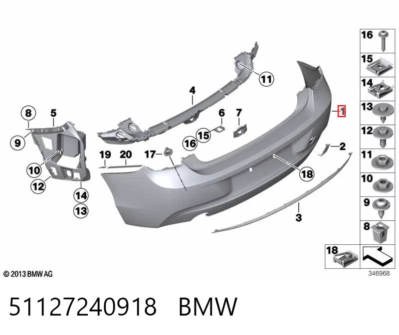 Paragolpes trasero BMW 1 