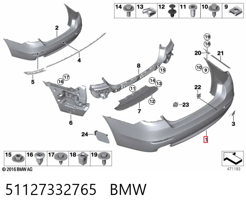 51127332765 BMW Defensa trasero