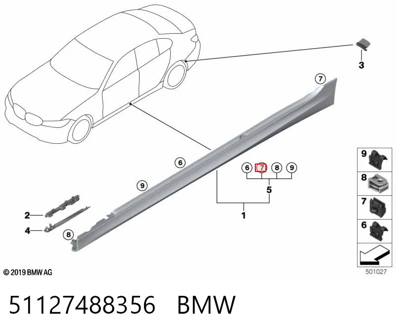 51127488356 BMW Clip de fijación del guardabarros delantero