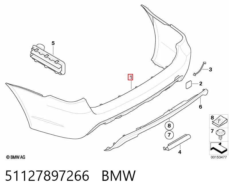Parachoques trasero para BMW 5 E61