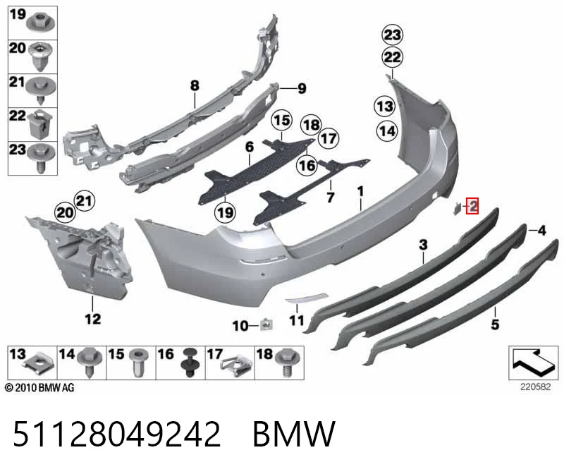 51128049242 BMW Tapa de gancho de remolque trasero del parachoques