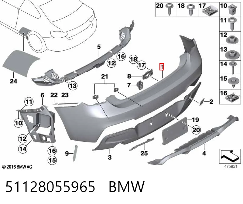 51128055965 BMW Defensa trasero