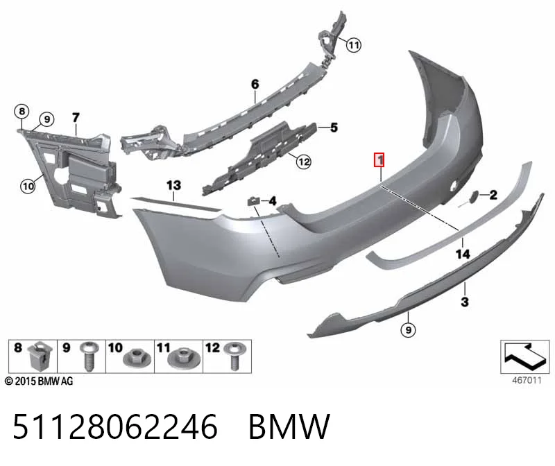 51128062246 BMW Defensa trasero