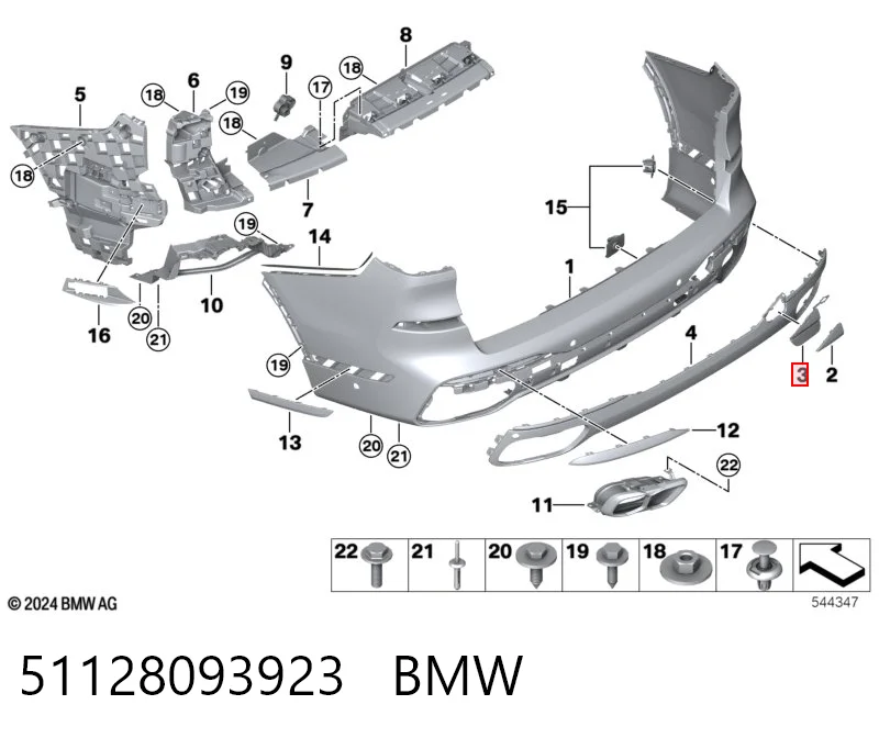 51128093923 BMW Tapa de gancho de remolque trasero del parachoques