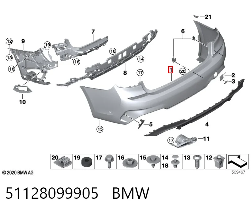 51128099905 BMW Defensa trasero