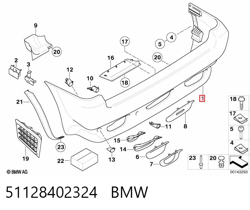 Paragolpes trasero BMW X5 