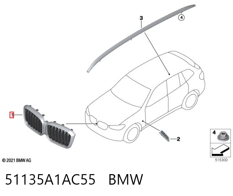 51135A1AC55 BMW Calandra
