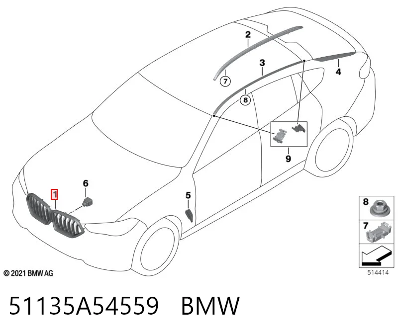 Calandra para BMW X5  G05, F95