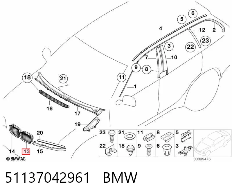 51137042961 BMW Parrilla izquierda del radiador