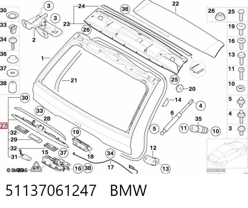 51137061247 BMW Manilla de puerta de maletero exterior