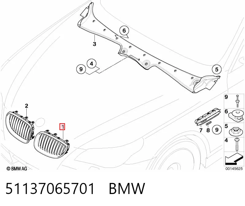 51137065701 BMW Parrilla izquierda del radiador