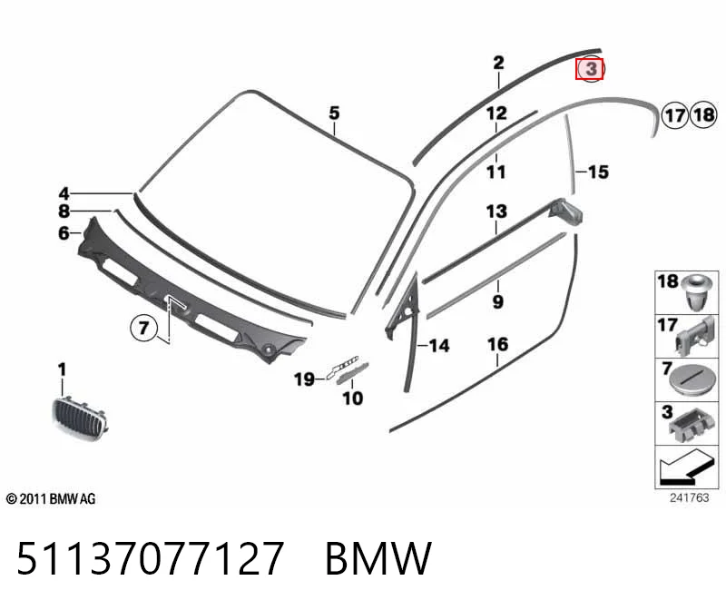 51137077127 BMW Clip de fijación del guardabarros delantero