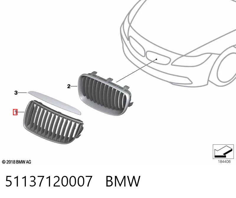 51137120007 BMW Parrilla izquierda del radiador