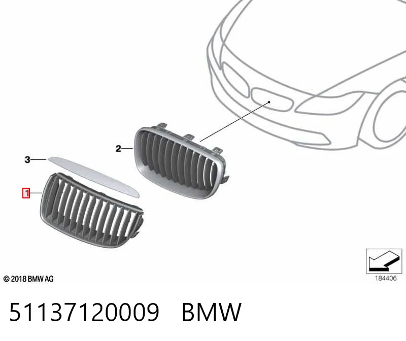 51137120009 BMW Parrilla izquierda del radiador