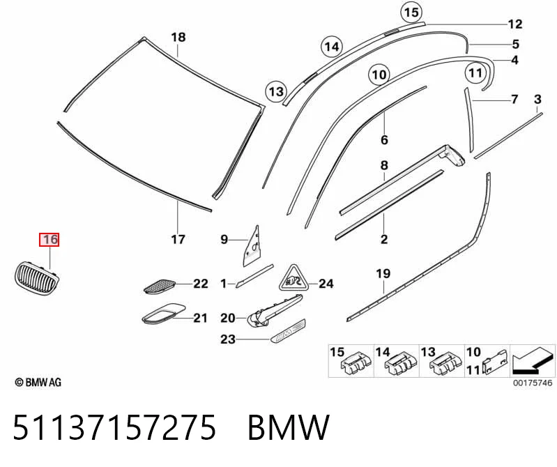 51137157275 BMW Parrilla izquierda del radiador