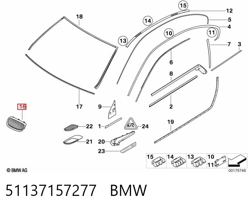 51137157277 BMW Parrilla izquierda del radiador