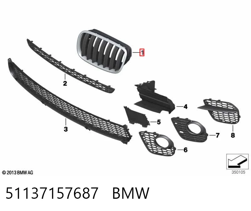 51137157687 BMW Parrilla izquierda del radiador