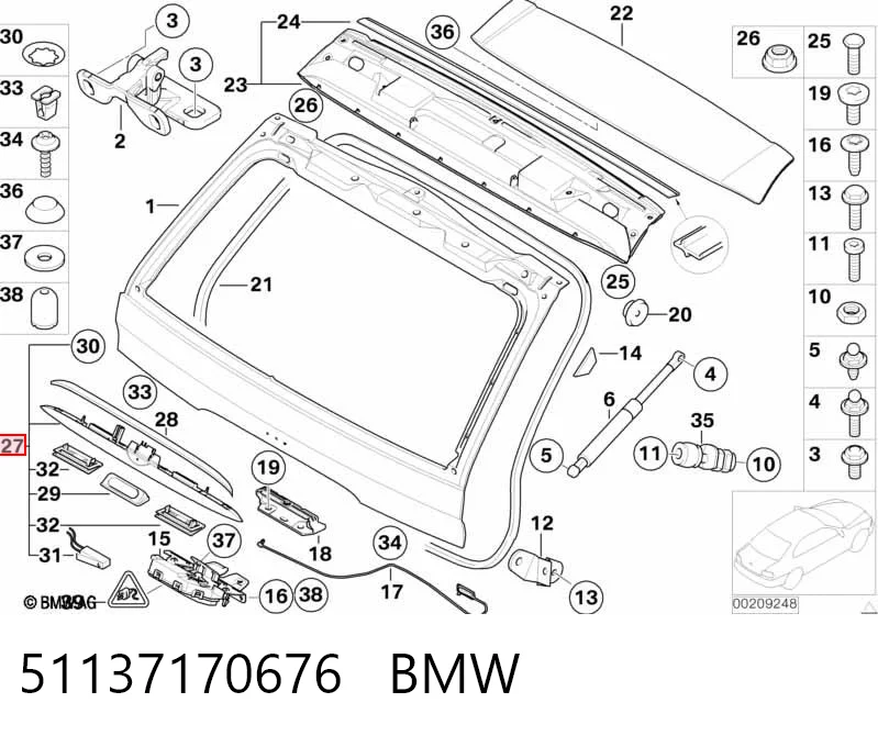 51137170676 BMW Manilla de puerta de maletero exterior