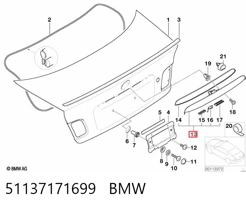 51137171699 BMW Tirador de maletero exterior