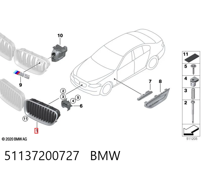 51137200727 BMW Parrilla izquierda del radiador