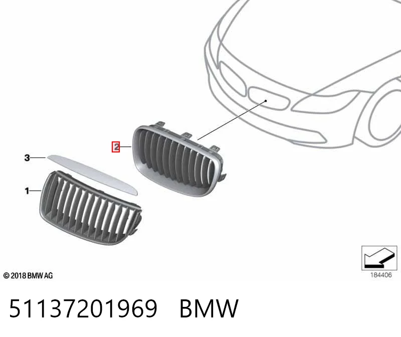 51137201969 BMW Parrilla izquierda del radiador