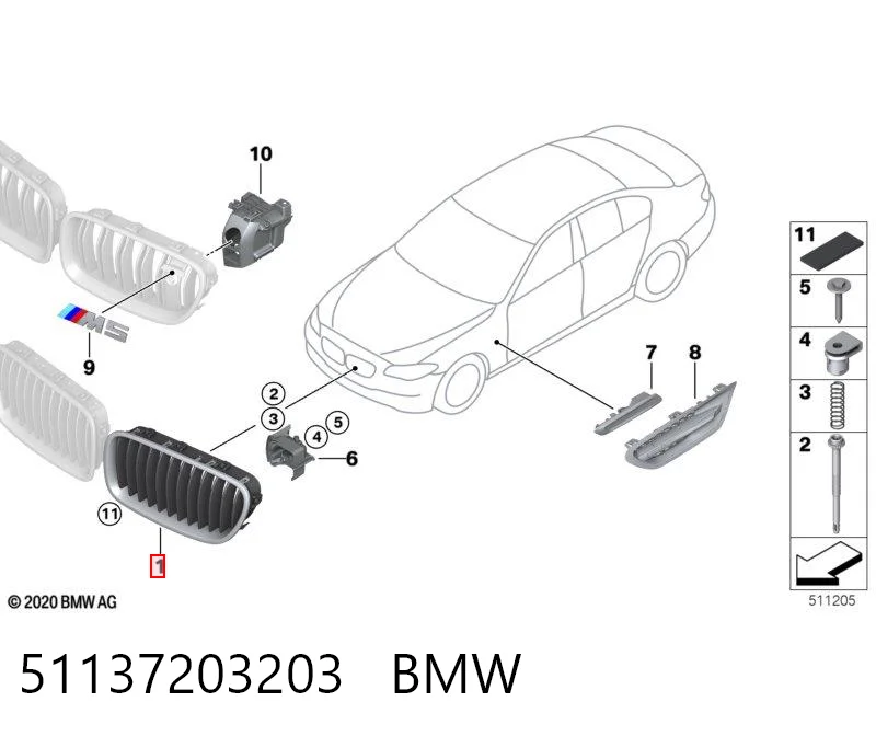 51137203203 BMW Parrilla izquierda del radiador