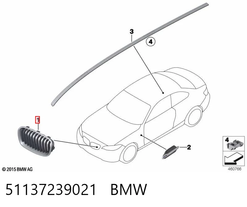 51137239021 BMW Parrilla izquierda del radiador
