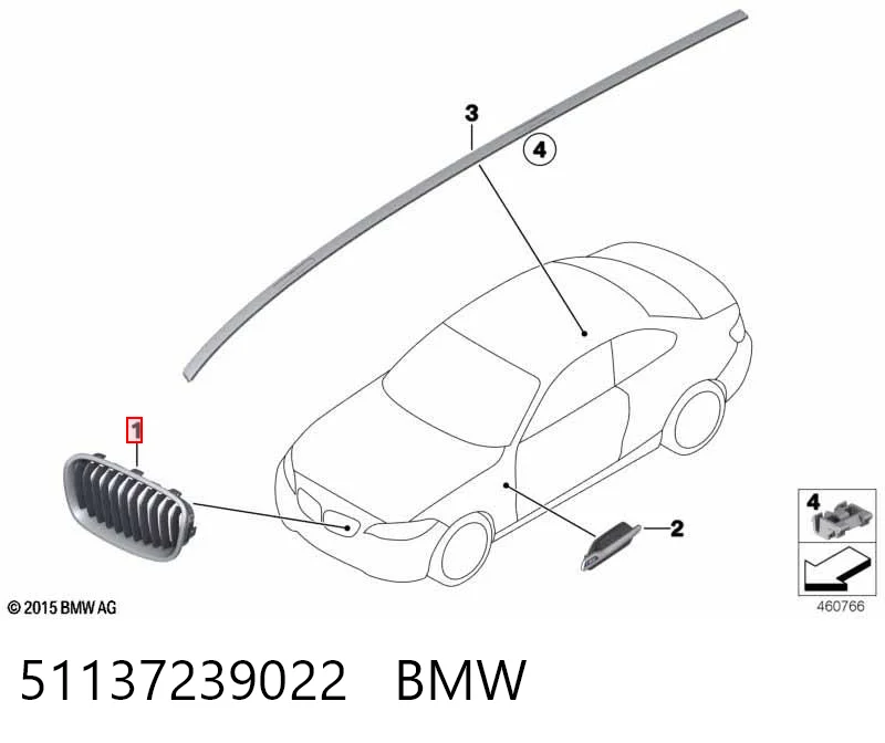 51137239022 BMW Rejilla derecha del radiador