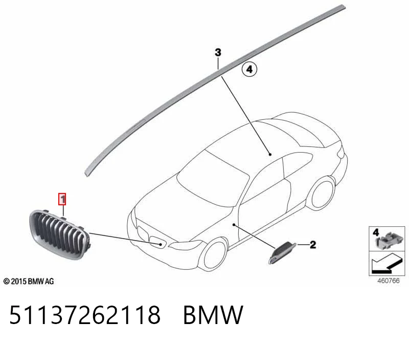 51137262118 BMW Rejilla derecha del radiador
