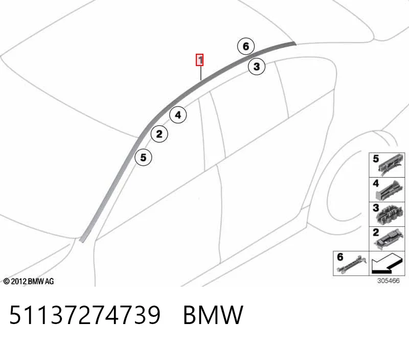 51137274739 BMW Moldura de techo izquierda