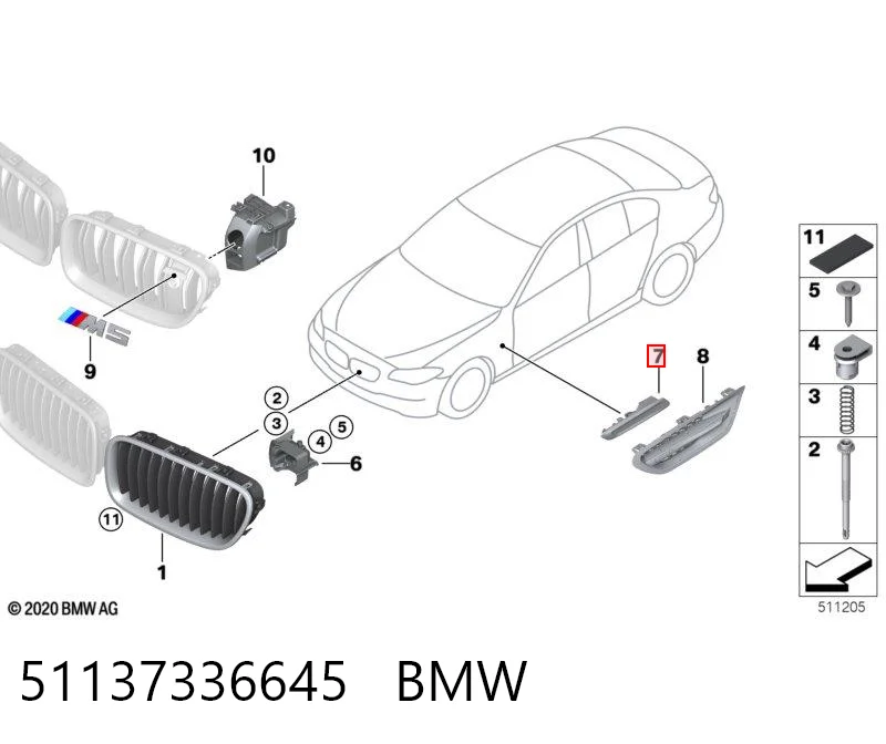 51137336645 BMW Moldura del guardabarros delantero izquierdo