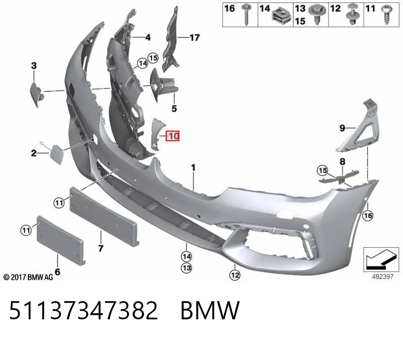 51137347382 BMW Moldura de la rejilla del radiador