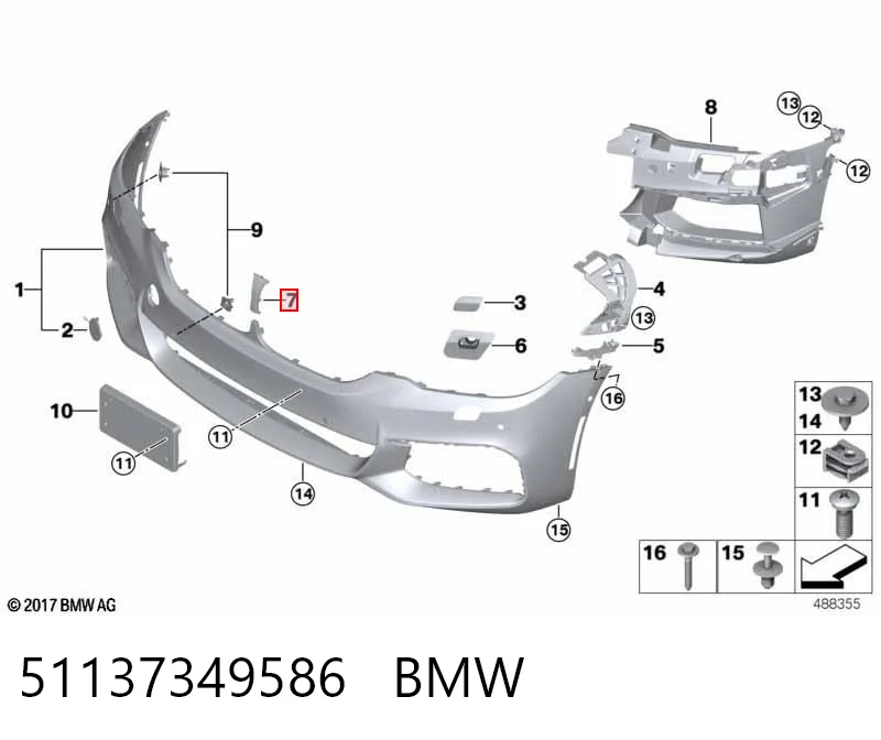 51137349586 BMW Embellecedor inferior de la parrilla del radiador