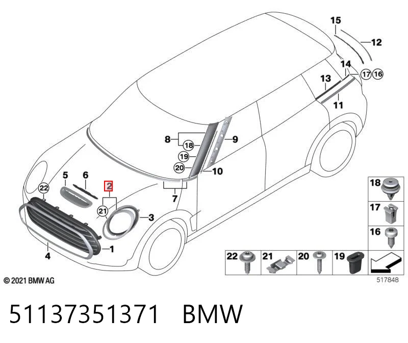 51137351371 BMW Moldura del faro izquierdo