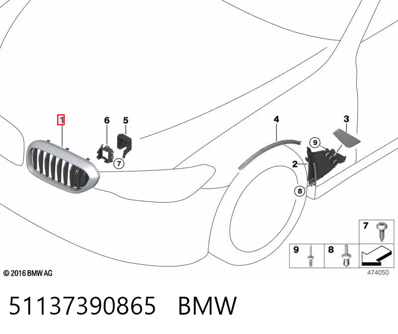 51137390865 BMW Parrilla izquierda del radiador