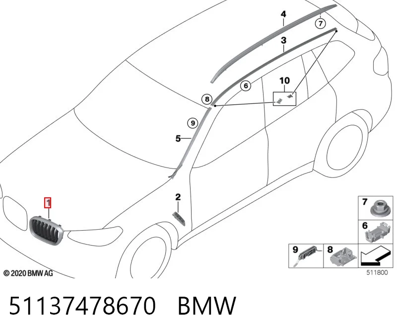 51137478670 BMW Rejilla derecha del radiador
