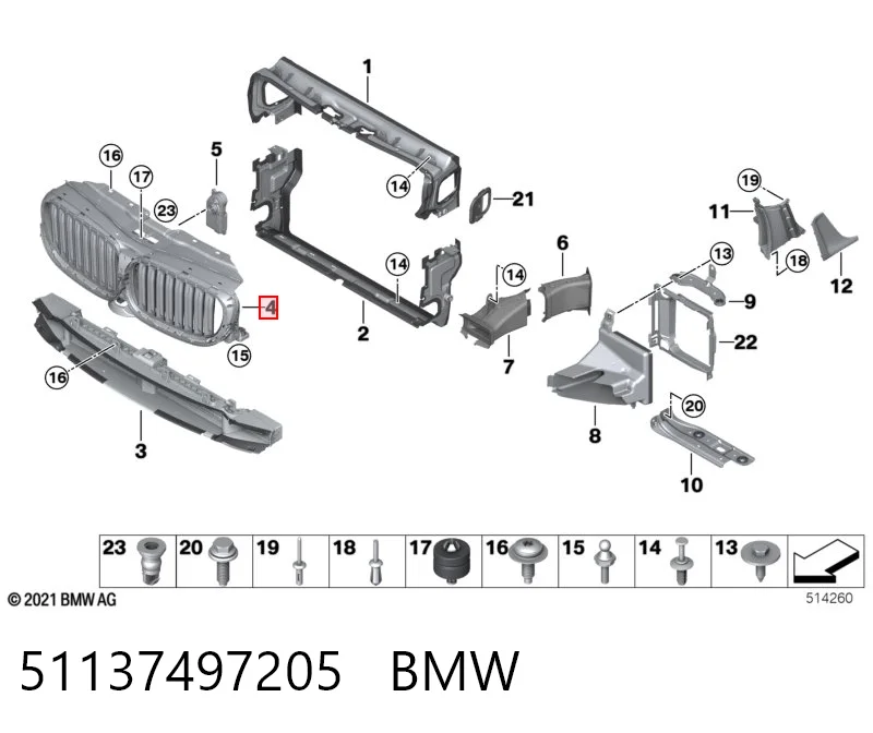Rejilla de radiador BMW 5  (G30, F90)