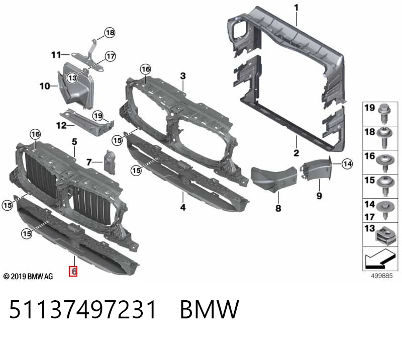 51137497231 BMW Deflector de aire del radiador