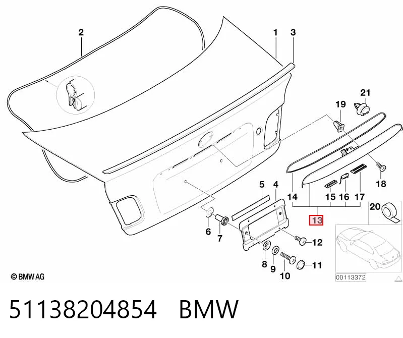 51138204854 BMW Manilla de puerta de maletero exterior