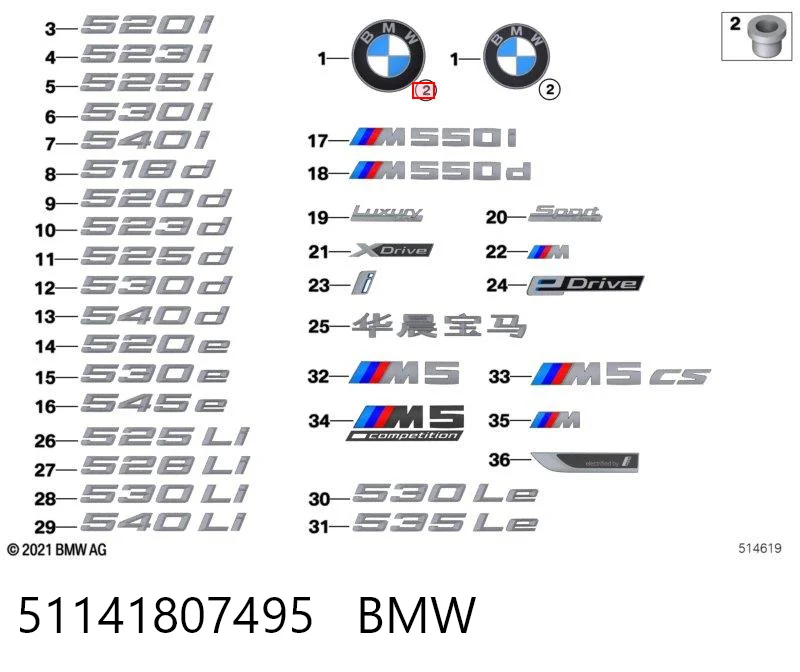 51141807495 BMW Clip de fijación de la rejilla del radiador al panel