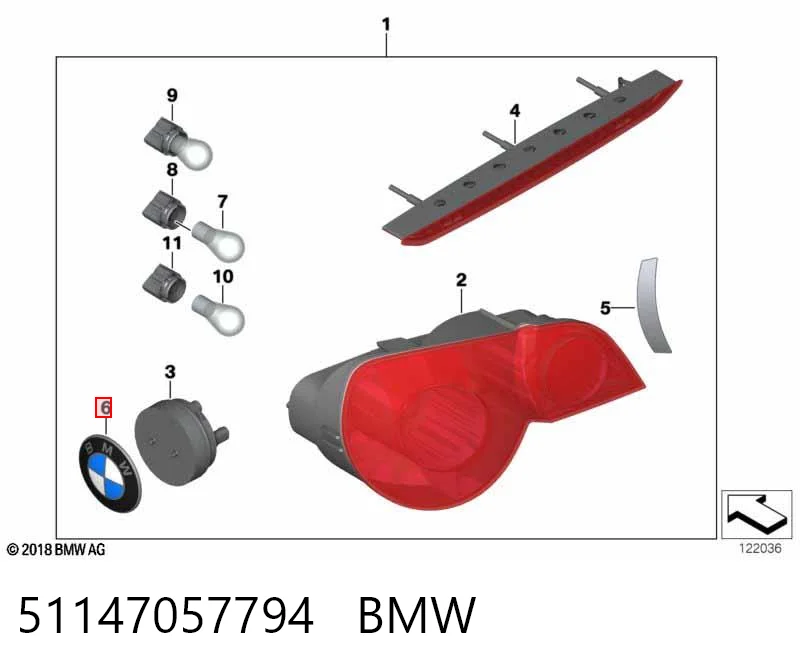 51147057794 BMW Logotipo de tapa de maletero