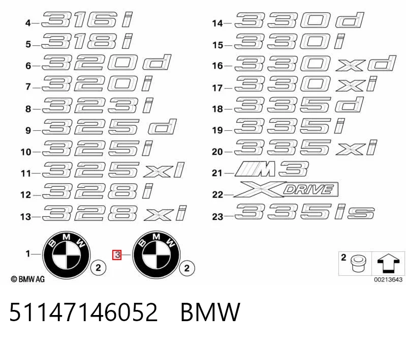 51147146052 BMW Emblema de capot 