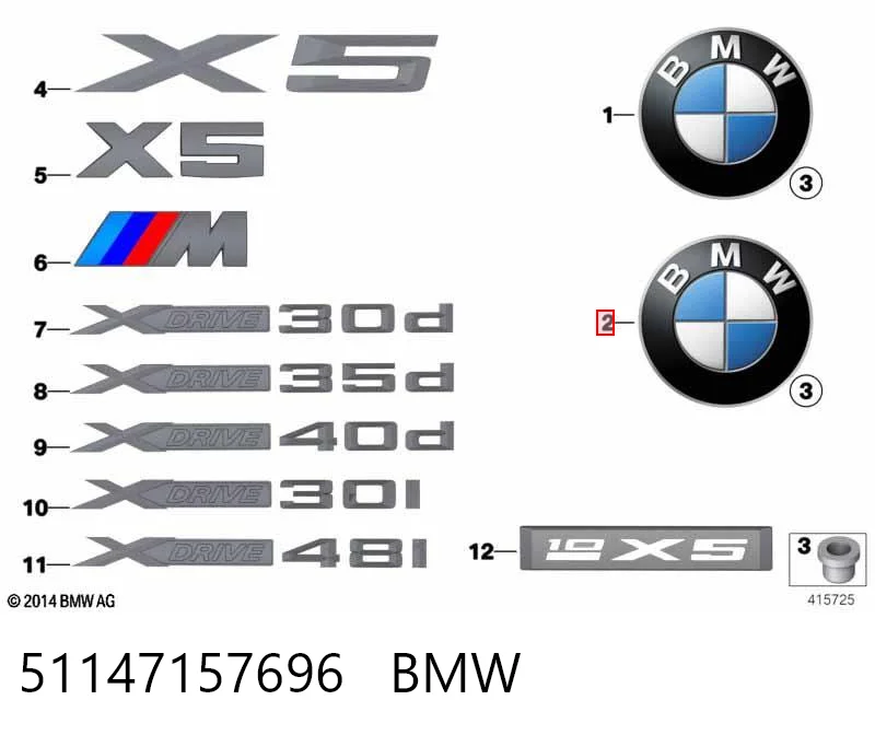 51147157696 BMW Logotipo de tapa de maletero