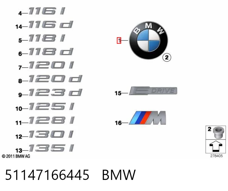 51147166445 BMW Emblema de capot 